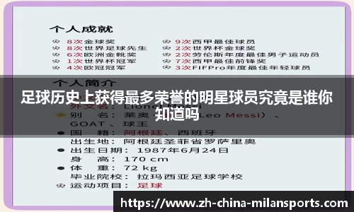 足球历史上获得最多荣誉的明星球员究竟是谁你知道吗